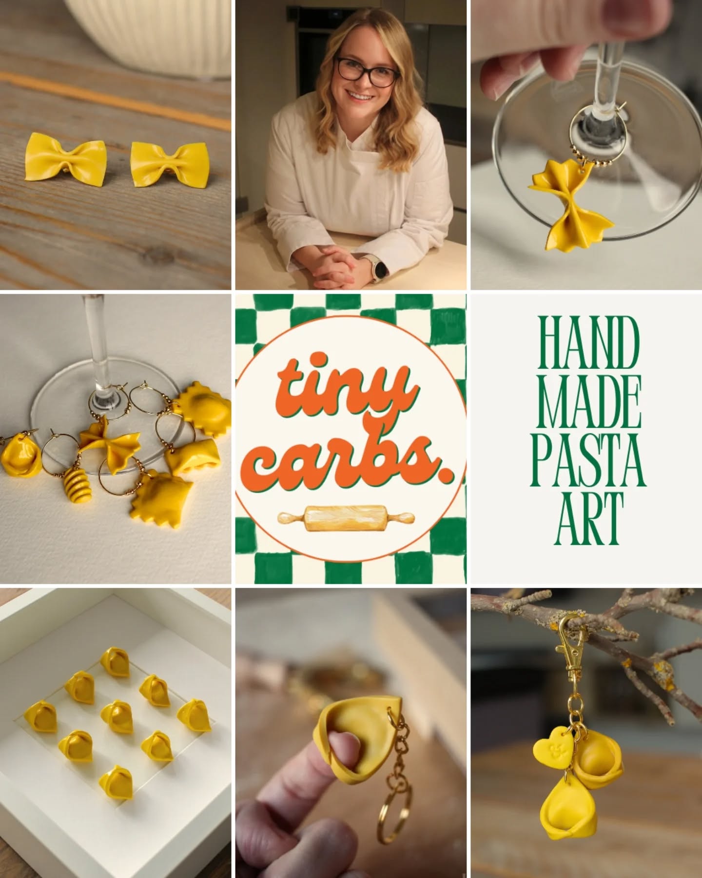 Wenn die Pasta Liebe länger als einen Bissen währen soll: tiny carbs.

tiny carbs. ist ein kleines Label für handgefertigte Pasta-Objekte, inspiriert von der italienischen Küche, dem Handwerk der Osteria und der Liebe zum Detail.

Jede Pasta entsteht einzeln von Hand. Ich arbeite bewusst ohne Gussformen und ohne Serienproduktion. Die Farben werden nach eigenen Rezepturen gemischt, gefertigt wird ausschließlich mit hochwertigem, professionellem Polymer Clay. 
So entstehen langlebige, robuste und gleichzeitig sehr leichte Objekte, gemacht für den Alltag.

Alle Stücke werden zweifach versiegelt und lassen sich bei Bedarf einfach mit einem feuchten Tuch reinigen.

tiny carbs. steht für handgefertigte Unikate und achtsame Gestaltung. Jede Pasta wird einzeln modelliert und bewusst gefertigt, so erhält jede Käuferin und jeder Käufer ein ganz persönliches Einzelstück.